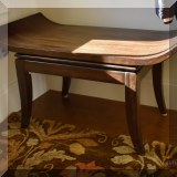 F02. Asian inspired wooden stool. 20”h x 36”w x 18”d 